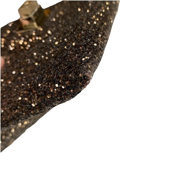 Anya Hindmarch Brown Glitter Clutch Leather Valorie Gold Turn Lock Handbag - Picture 7 of 17